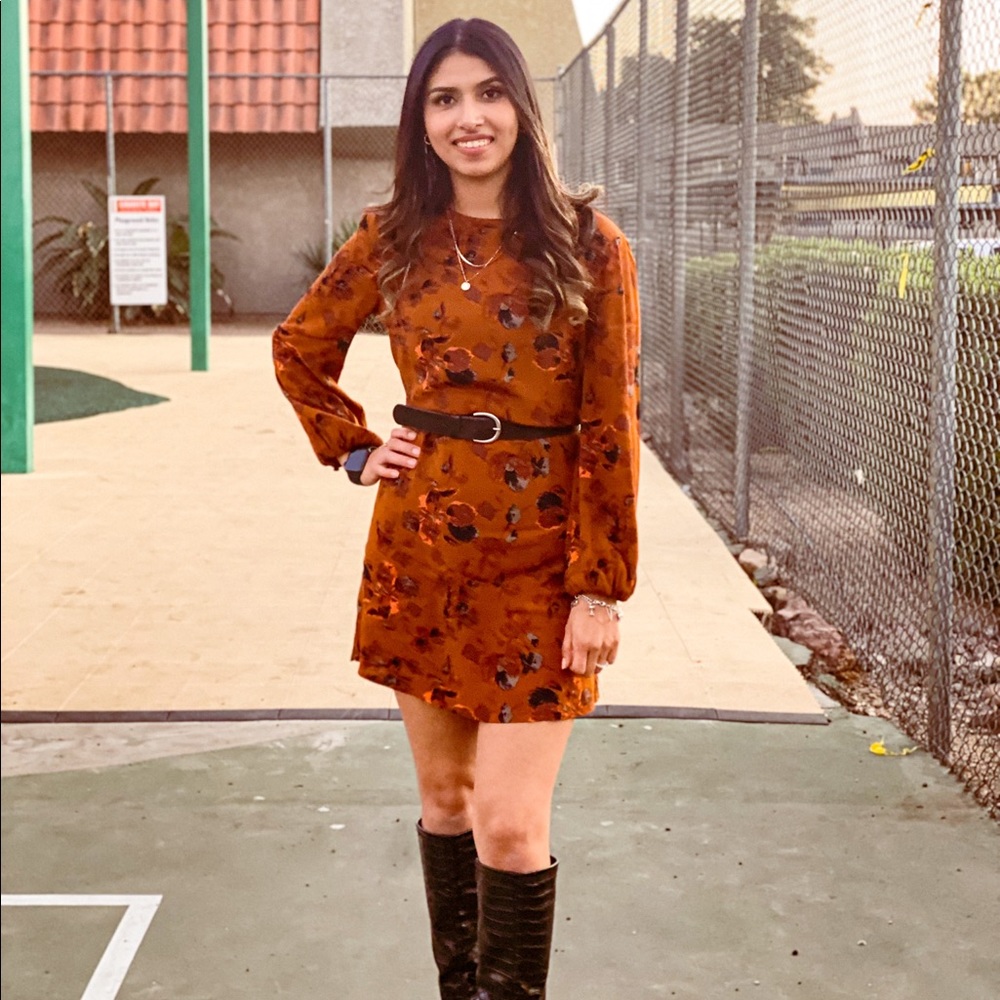 Leith burnt orange shift dress